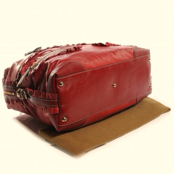 Gucci deep Red Sabrina Ruffle Boston Tote bag - Picture 4 of 16